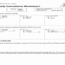 Density problems worksheet with answers